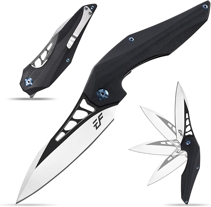 Eafengrow EF226 Folding Knives D2 Steel Blade and G10 Handle Knife Outdoor Camping Hiking EDC Tools (black)