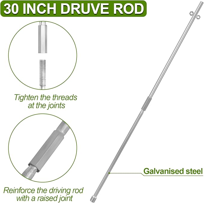 Earth Anchors for Trapping with Drive Rod Tool, 35" x 1/8" Galvanized Cable for Securing Camping