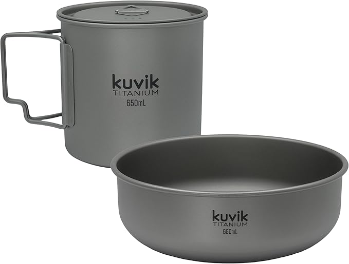 Kuvik 650ml (22 oz) Titanium Pot & 650ml (22 oz) Titanium Bowl Bundle