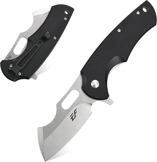 Eafengrow Pocket Knives D2 Blade and G10 Handle Folding Camping Knife Mini Outdoor Pocket Knife Survival Tool (EF13-black)