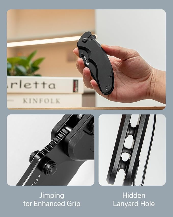 SENCUT Cybrix Folding knife, Pocket Knife with 3.46" 9Cr18MoV Blade Aluminum Handle, EDC Knife Reversible Clip for Men Women Camping Hunting Hiking (Black)