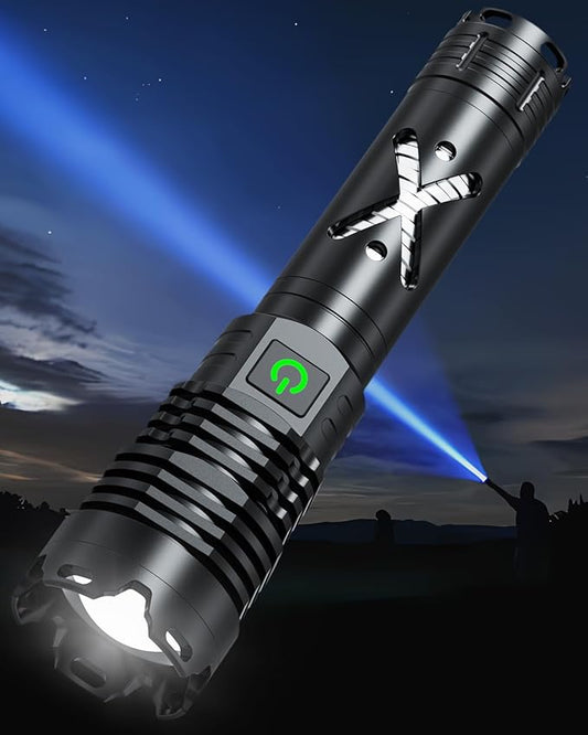 150000 Lumen Rechargeable Flashlight, 5 Modes Mini Handheld Powerful Flashlight, Zoomable Waterproof Tactical Flashlights for Outdoor Hiking Camping Enthusiasts