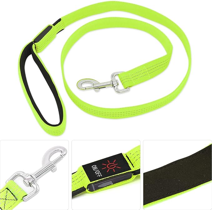 Candofly Glowing LED Dog Leash, Rechargeable Pet Leash with Lights, 4 Ft Light Up Dog Leash for Night Walking Keep Your Pets Visible (Neon Green)