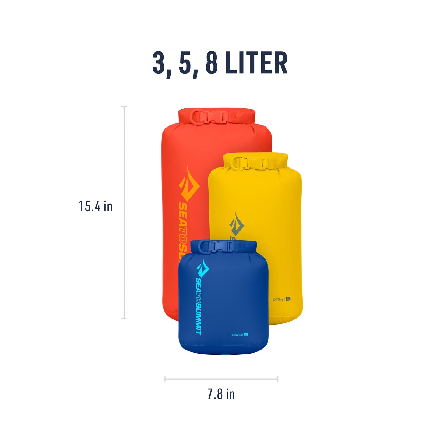 Sea to Summit Lightweight Dry Bag 3-Piece Set, 3L, 5L, and 8L