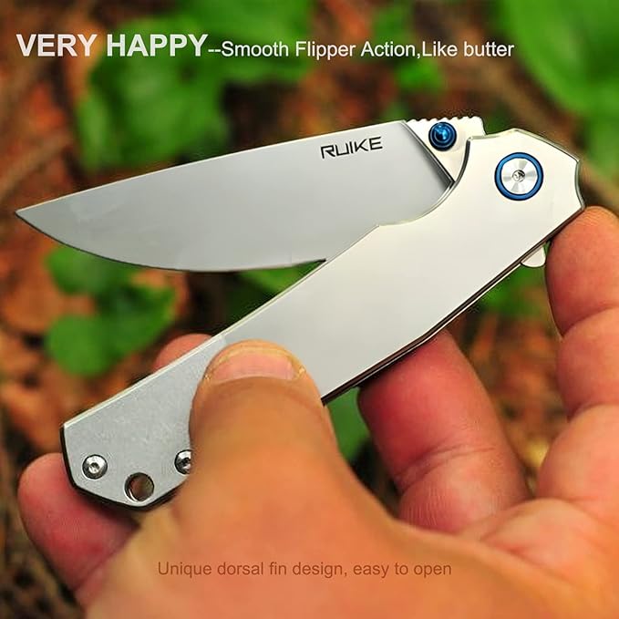 Ruike Tactical Folding Pocket Knife for men,14C28N Stainless Steel Blade,Frame Lock,EDC Small Camping Knives Belt Clip Carry,Lightweight Survival Flipper Microtech Elemental Fishing Gear Tool