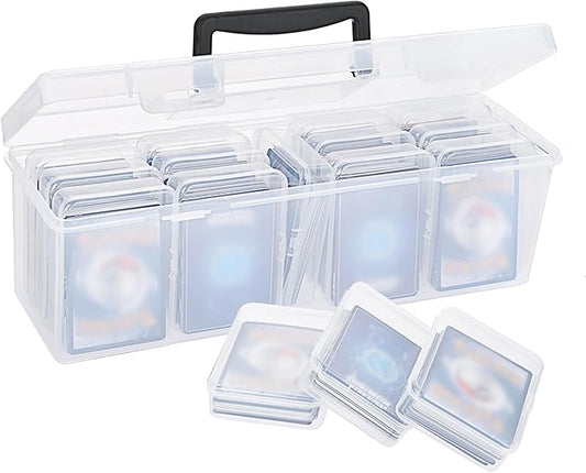 OwnMy 1+13 Plastic Trading Card Storage Box Holds 900+ Cards, Portable Large Sports Card Storage Case Organizer Boxes for Baseball Football MTG TCG Cards