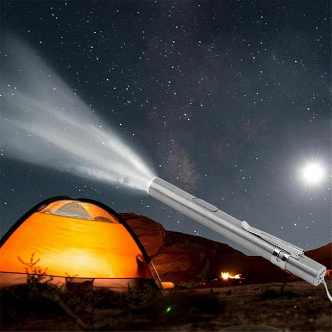 5 Pack Pen Light Flashlight Pocket Flashlight 400 Lumens Bright LED Mini Pen Torch Small Compact Penlight with Built-In Battery and USB Cable for Camping Outdoor Reading Repair Work Examination