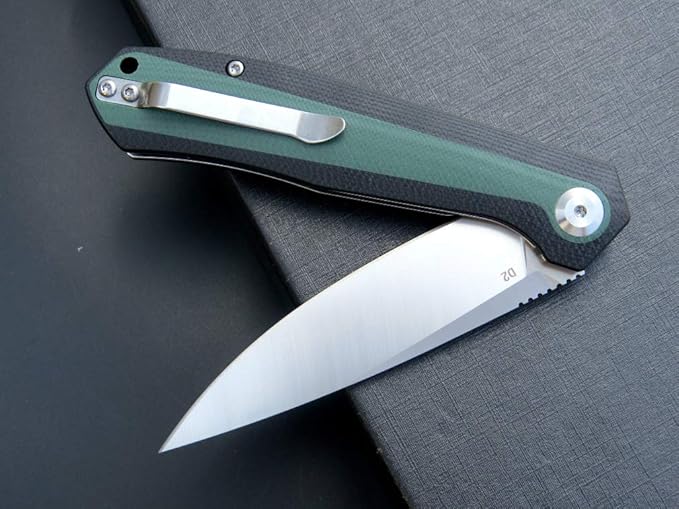 Eafengrow EF964 Pocket Folding Knife G10 Handle D2 Blade EDC Tactical Folder for Outdoor Camping Hiking (Green)