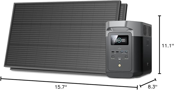 EF ECOFLOW Solar Generators, DELTA 2 Portable Power Station with 2PCS 100W 12V Solar Panels, 1024Wh LFP Battery, Fast Charging, Power Station for Home Backup, Camping&RVs