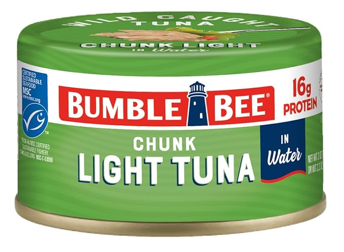 Bumble Bee Snackers - Chunk Light Tuna, 3 oz Easy Open Can - 16g Protein per Serving - Wild Caught Skipjack Chunk Light Tuna Pack - Ready to Eat