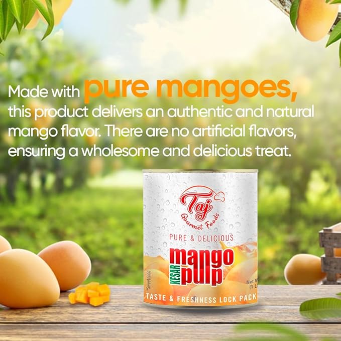 TAJ Kesar Mango Pulp Puree | Great for Lassi Shake | 30-Ounce (850g)