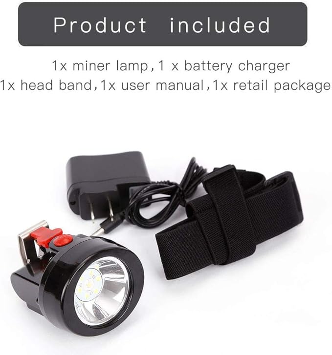 Rechargeable LED Mining Headlamp, Waterproof Explosion-Proof Miner Cap Light, High Power Helmet Headlamp for Coal Mining, Coon Hunting, Night Work, Hiking, Caving, Outdoor Adventure