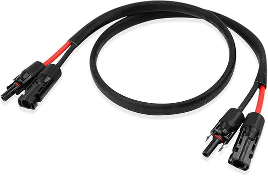 Solar Panel Extension Cable - 10AWG 3FT Solar Wire with Female & Male Waterproof Connector Flame Retardant Protective Sleeving PV Wire for RV, Photovoltaic Systems, Home, Boat, Solar Panels, Car