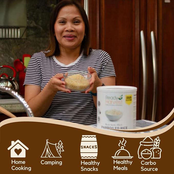 Ready Harvest Emergency Food - Parboiled White Rice | Survival Food | Pantry Staples | #10 Can | 25-Year Shelf Life | 4 lbs | Cans Filled to the Top