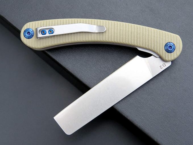 Eafengrow EF939 Folding Pocket Knife with D2 Steel Blade G10 Handle; EDC Pocket Folding Knife for Camping Survival and Outdoor (Desert)