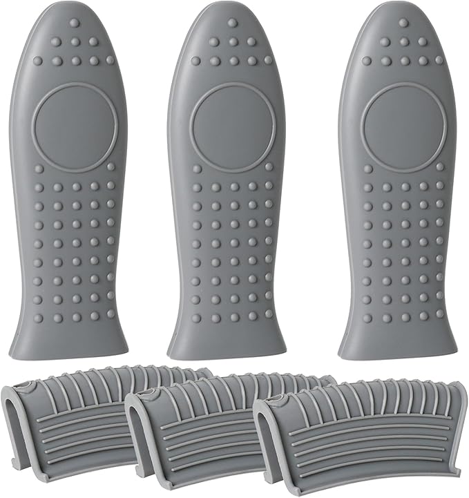 Joyhalo Cast Iron Skillet Handle Covers, 6 Pack Heat Resistant Silicone Pot Handle Sleeve Covers, Grey