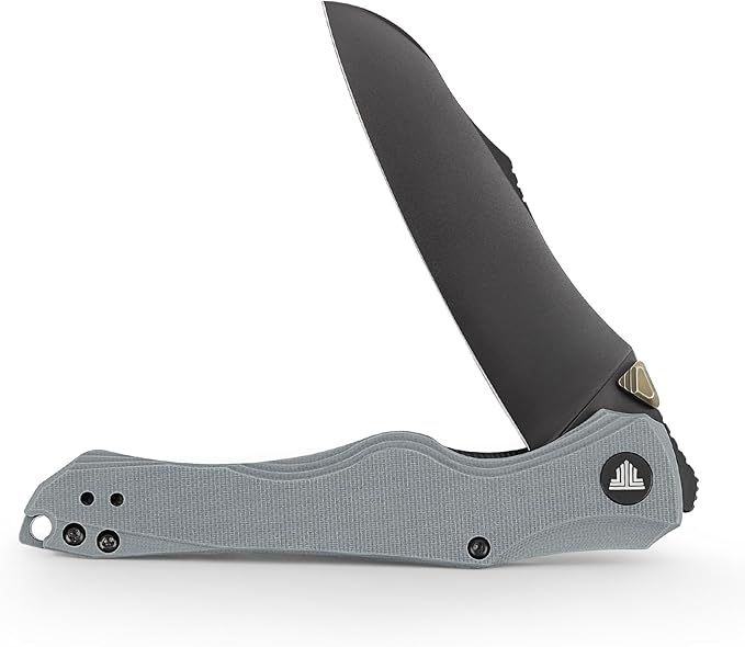 Knives, EDC Folding Knife for Men, Flipper Pocket Knife with Clip, Sharp Camping Survival Hiking Knives, G10 Handle and Ti Thumb Studï½?.89'' PVD Blackwash 14C28N Blade｜Triton-03B