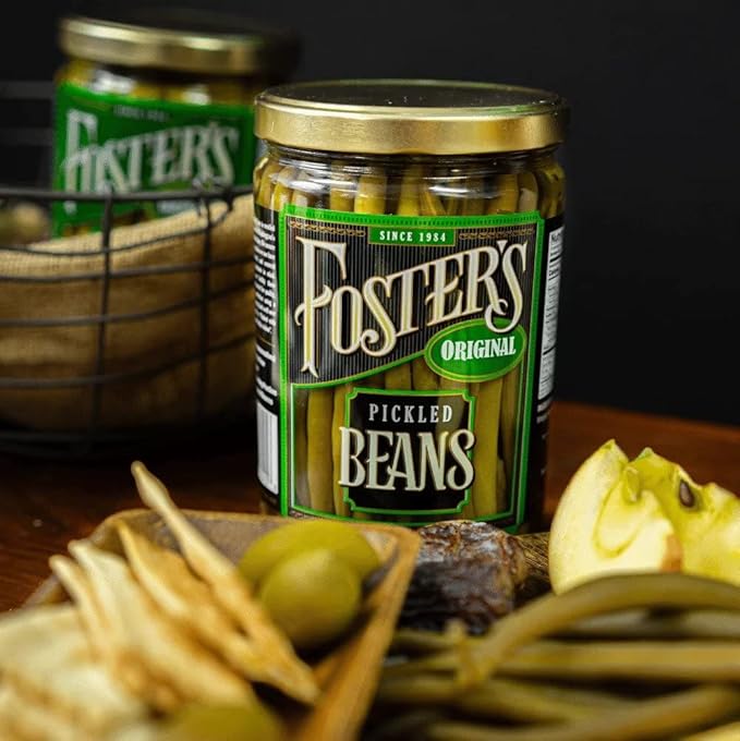 Foster's Pickled Green Beans in a Jar, Original, 32oz, 2 Pack, Traditional Pickled Vegetables Recipe for over 40 years, Low Calorie Snack, Gluten Free, Fat and Preservative Free Pickles