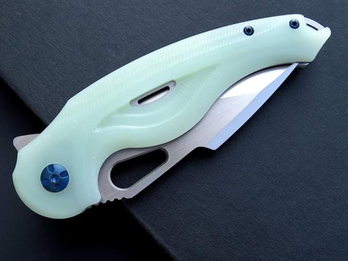 Eafengrow EF936 Pocket Knife,G10 Handle D2 Steel Blade Knife with Ball Bearing Safe Open Flipper Knife EDC Tool Knives for Camping Survival Hiking (jade)