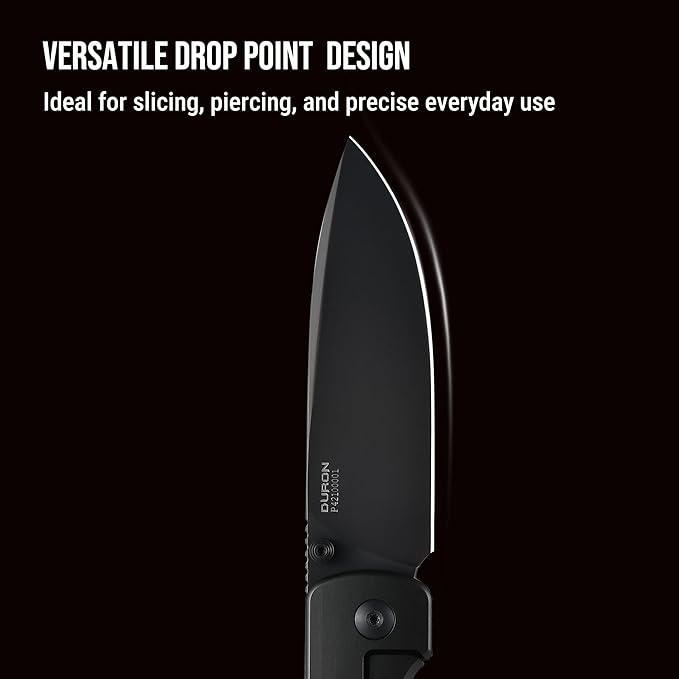 OKNIFE Duron Folding Pocket Knife, 3.5" PVD Coated Nitro-V Steel Blade, Frame Lock Lightweight O-Aluminum Ambidextrous Handle with Clip, Ideal EDC Tool for Outdoor, Camping & Survival (Stealth Grey)