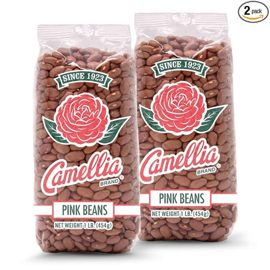 Camellia Brand Dried Pink Beans – Premium Non-GMO Legumes for Southwestern Chili, Puerto Rican Habichuelas, Refried Bean, Santa Maria Pinquitos, Soups, Stews, and Rice Dishes – Gluten-Free, High Protein, Vegan & Vegetarian Friendly, 1 Pound (Pack of 2)