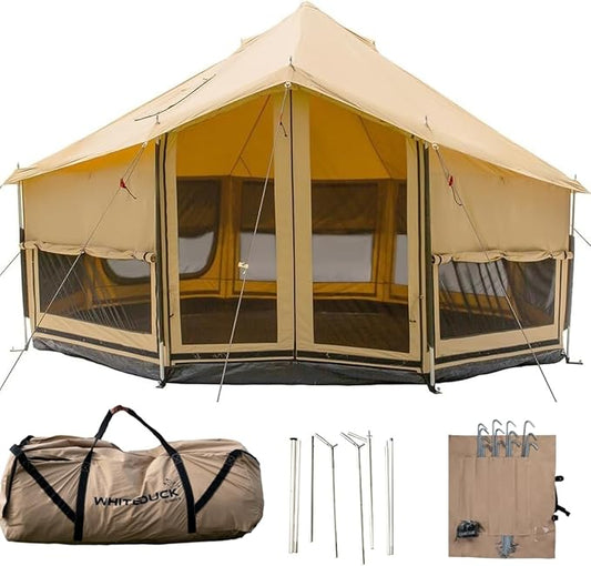 WHITEDUCK Altimus Canvas Tent with Stove Jack, Waterproof, 4 Season Luxury Camping and Glamping Tent Outdoor