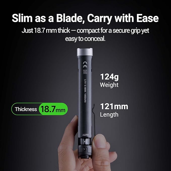 NEXTORCH TA70 EDC Tactical Flashlight,Flat Flashlight Rechargeable,3500 Lumens Tactical/Duty Dual-Switch LED Slim Flashlight with Stainless Clip for Outdoor Daliy Use Emergency