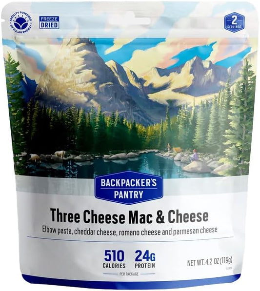 Backpacker's Pantry Three Cheese Mac & Cheese - Freeze Dried Backpacking & Camping Food - Emergency Food - 24 Grams of Protein, Vegetarian
