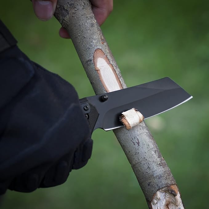 FLISSA Pocket Knife, 3.5" Folding Stonewash Blade Tactical Knife, G10 Handle, for Outdoor, Survival, Hunting and Camping, Great Gifts for Dad