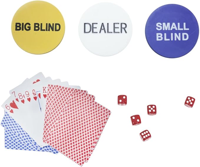 THUNDERBAY 500 Clay Composite Poker Chips Set with Aluminum Case, Two Decks of Playing Cards, Dealer and Blind Button&5 Dices for Poker, Texas Hold'em, Blackjack, Casino Games at Home