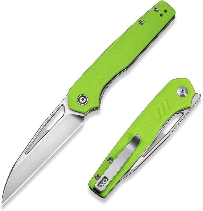CIVIVI Guile Pocket Knife, Folding Knife for EDC, 3.25" Swedish 14C28N Blade G10 Handle with Reversible Deep-Carry Clip C24062B-2 (Fluorescent Green)