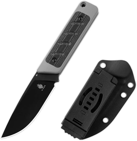 Kizer Smolt Fixed Blade Knife, 2.93 In Drop Point Blade Fixed-blade Knives with Sheath, 3V Steel and G10+Micarta Handle Fixed Blade Utility Knife for Men Women Outdoor Survival EDC, 1063A1