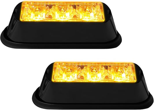 YM E-Bright 2-Pack Amber/Yellow 3 LED Car Flashlight DRL Truck Emergency Strobe Flash Warning Light DC 12-24V