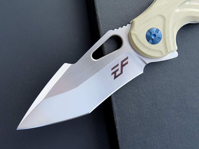 Eafengrow EF936 Pocket Knife,G10 Handle D2 Steel Blade Knife with Ball Bearing Safe Open Flipper Knife Liner Lock Tactical Tool Knives for Camping Survival Hiking (desert)