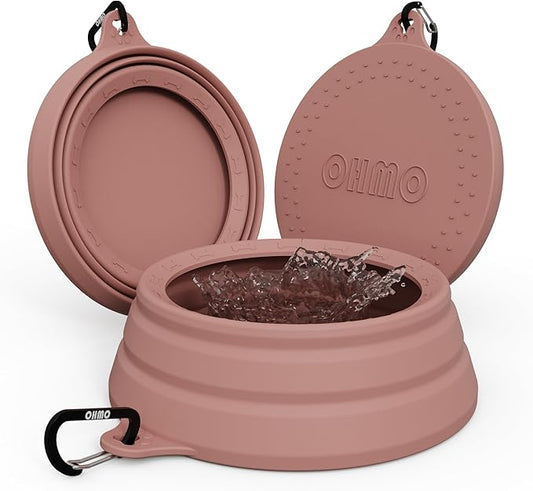 OHMO Spill Proof Collapsible Dog Water Bowl Large 34oz for Cars, No Splash Portable Bowls for Dog Travel, Pet Essentials for Road Trips, Cat Travel Accessories