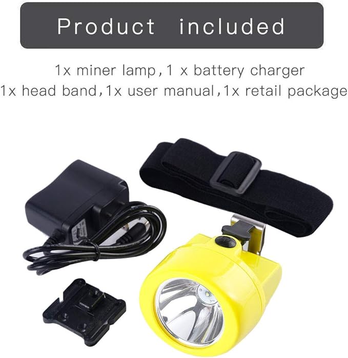 Rechargeable LED Mining Headlamp, Waterproof Explosion-Proof Miner Cap Light, High Power Helmet Headlamp for Coal Mining, Coon Hunting, Night Work, Hiking, Caving, Outdoor Adventure