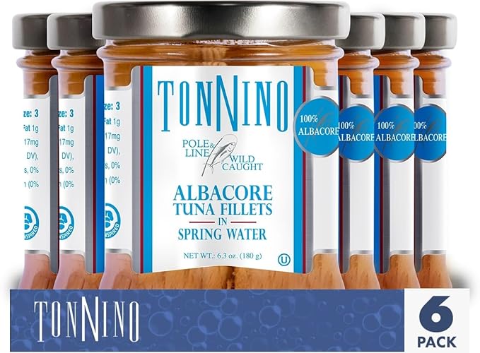 Tonnino Tuna Fish Albacore - Spring Water ??Pack of 6 ??Alternative to Salmon ??Protein Snacks ??Ready to Eat Meals