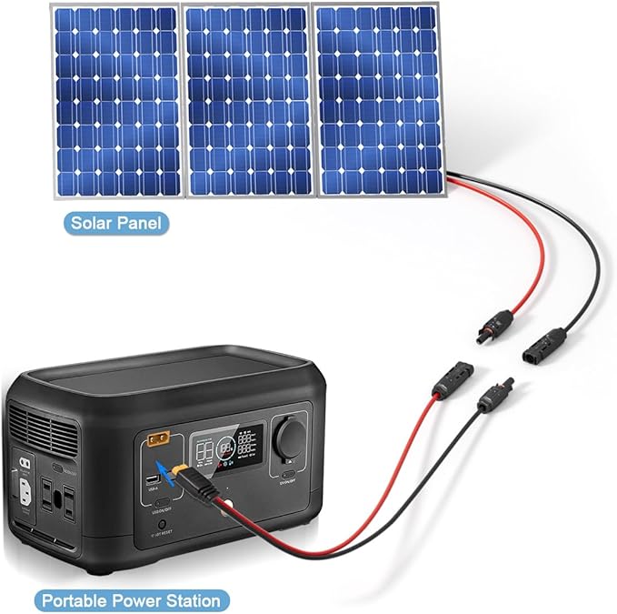 12AWG Solar to XT60 Charging Cable Solar Panel Extension Cable for Portable Station River 600 Solar Generator(2FT)