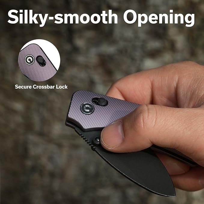 CIVIVI Small Pocket Knife for EDC, Baby Banter 2 Crossbar Lock folding Knife with 2.34" Nitro-V Blade Aluminum Handle, Titanium Thumb Stud Opener C23074-2