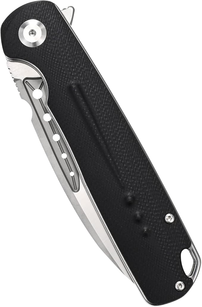 Sitivien ST131 Folding Knife,D2 Blade G10 Handle EDC Tool Knife with Liner Lock for Outdoor Camping Hiking Fishing(Black)