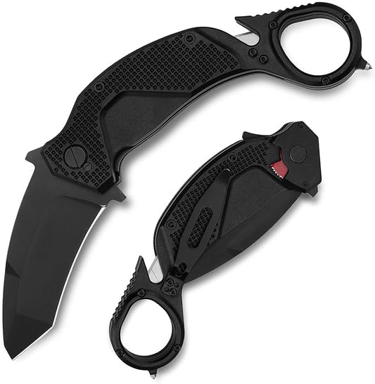 Folding Utility Pocket Knife N690 Steel 2.7 Inch Blade 7.7 Inch Open Length 5.6 oz EDC Outdoor Camping Hiking Fishing Tool with Cutter and Glass Breaker