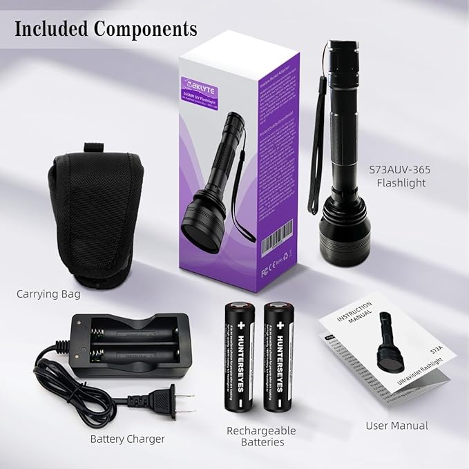 Black Light UV Flashlight, High Power Blacklight Flashlight Rechargeable, 365nm Wavelength Beam Best for Professional/Commercial Use