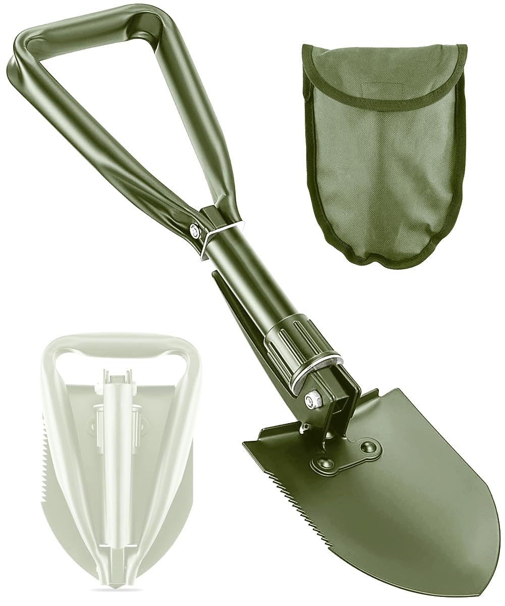 Camping Shovel, 18.5'' Digging Shovel Portable Ergonomic High Carbon Steel Folding Shovel for All