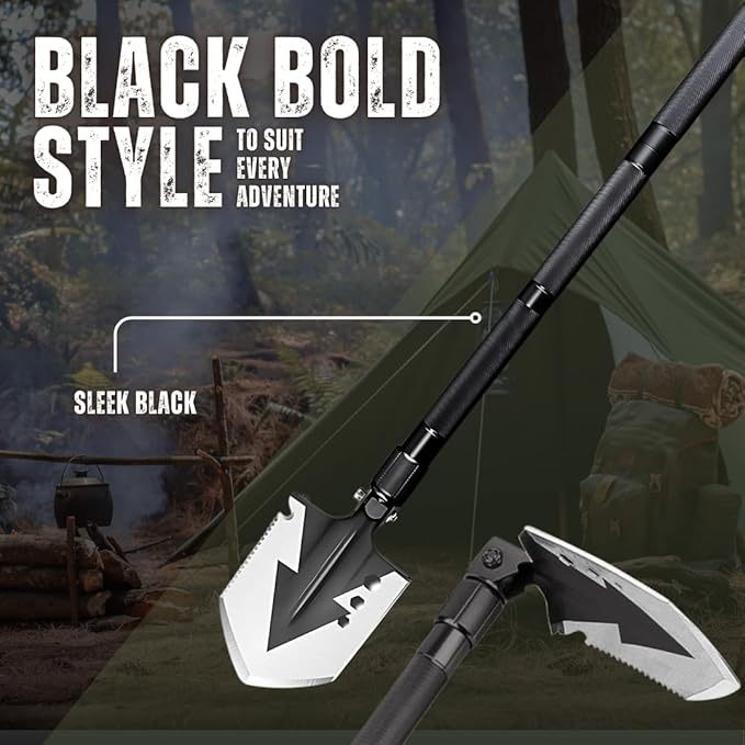 Folding Camping Shovel - Portable Survival Military Tool with Multi-Function Gear for Emergency & Adventure - Collapsible Shovel for Outdoor Camping & Hiking