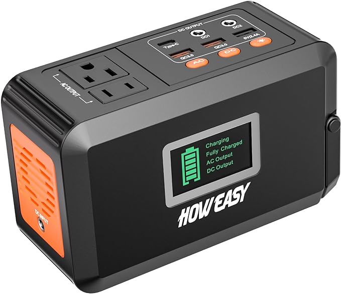 HOWEASY Portable Power Station, 88Wh Solar Generator, Lithium Battery Power with 110V AC 150W Peak Socket/DC/USB/LED Light for Outdoor Camping Trip Hunting Emergency