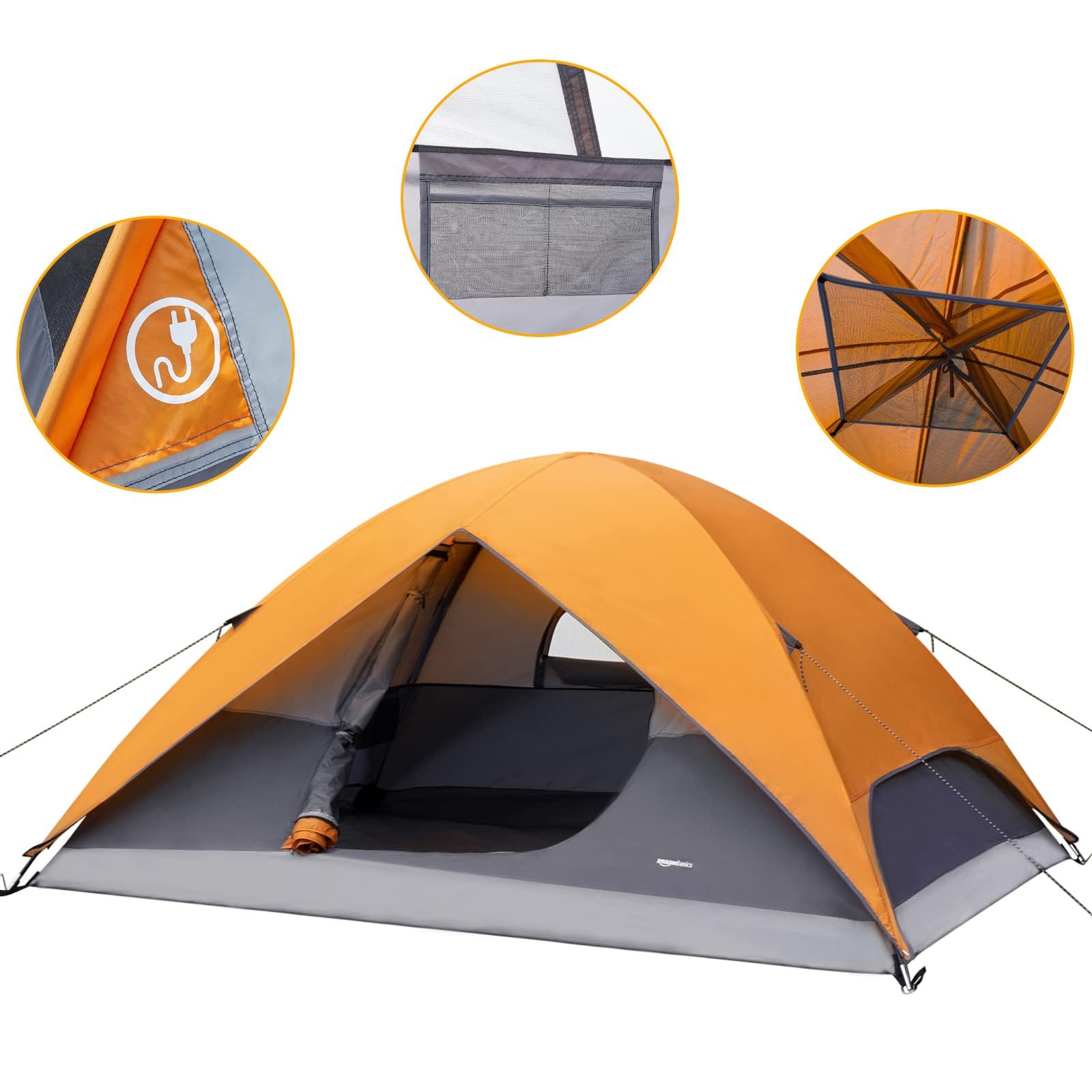 Amazon Basics 4-Person Camping Tent with Quick Setup, Spacious Interior, Ventilation Design