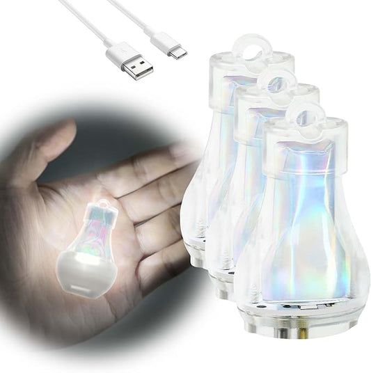 Mini Lantern LED Flashlight, Small Keychain Flashlight Rechargeable USB, Waterproof Pocket Purse Light with Magnetic for Camping Nighttime, EDC Gear Tools Keychian Light (White-3Pcs)