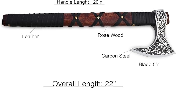 | Exquisite Handmade Viking Axe - Ideal for Collectors & Enthusiasts | Authentic, Artisan-Crafted | Medieval Styled Axe with Durable and Robust High Carbon Steel (GC-AX06)