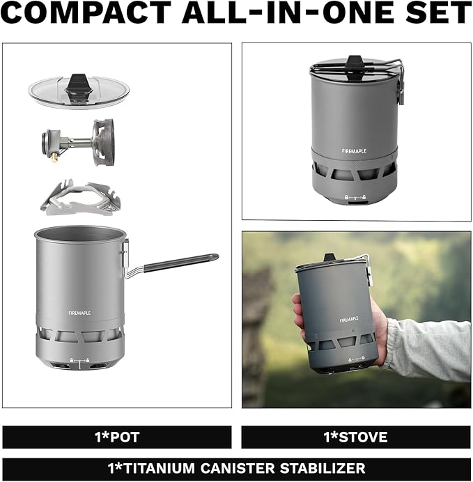 Fire-Maple Petrel Quickboil Pro Ultralight Cooking System ??Compact & Fast-Boiling Backpacking Stove Pot Set, Ideal for Hiking, Solo Camping, Travelling, Hunting Trips, etc