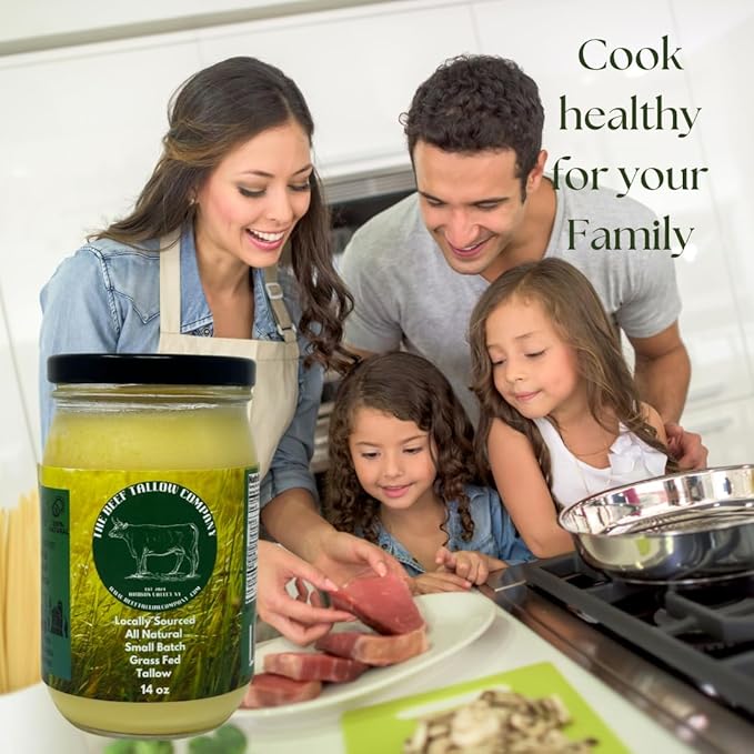The Beef Tallow Company | 100% Small Batch Pasture Raised Beef Tallow | Glass Jar with saftey shrink seal| Locally Sourced and made in the Hudson Valley | All Natural Keto, Paleo friendly, No GMO (64 Fl Oz (Pack 1 of 1)) (64 oz)